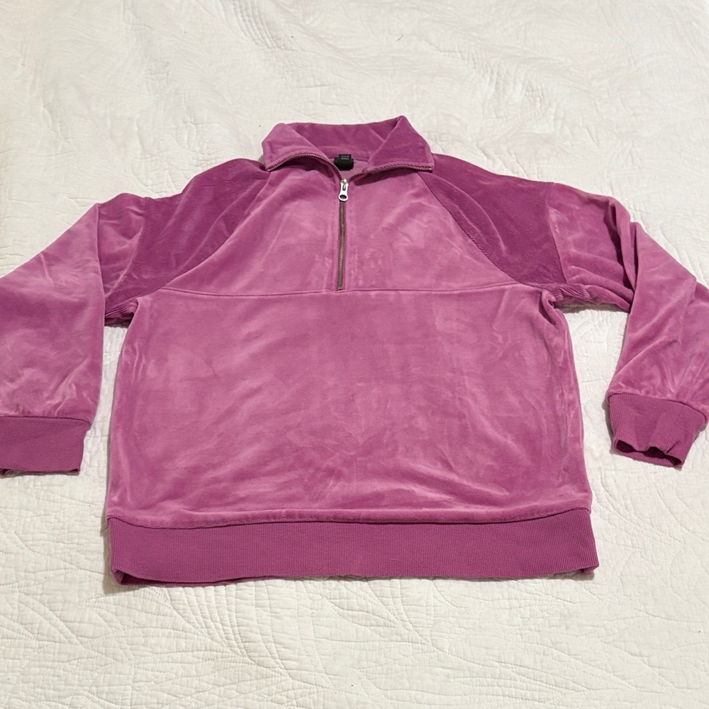 Wild Fable Fuchsia Velour Quarter-Zip Top